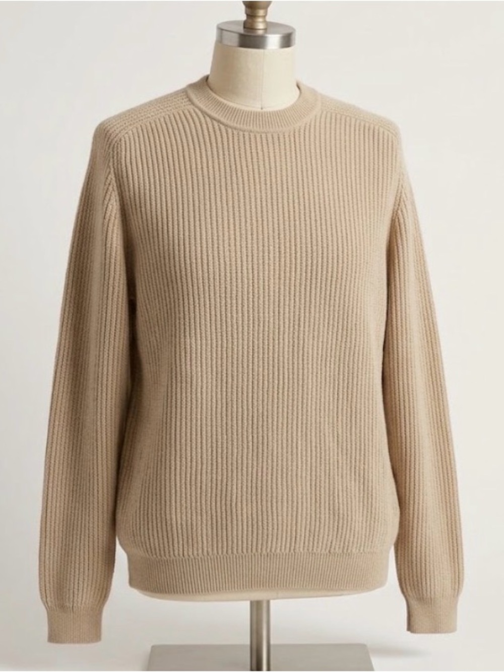 NWT Vintage St. John's Bay Beige Rib Knit Crew Neck Pullover Sweater NOS XL